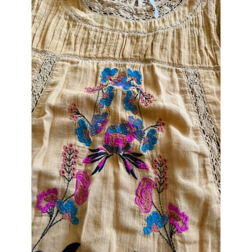 Free People Perfectly Victorian Dress Embroidered Boho Crochet Lace Trim Small - Picture 7 of 9